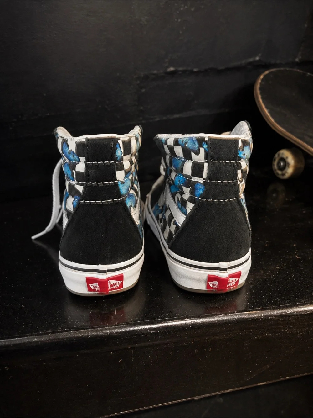 Vans Off The Wall Sk8 Hi Top Sneaker Retro Custom Checkered with Butterfly